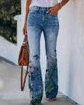 Meadow | Women's Floral Print High Waist Flare Jeans