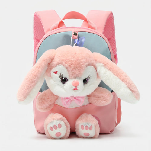 Mochi | Mochila infantil con conejo de peluche y cremallera