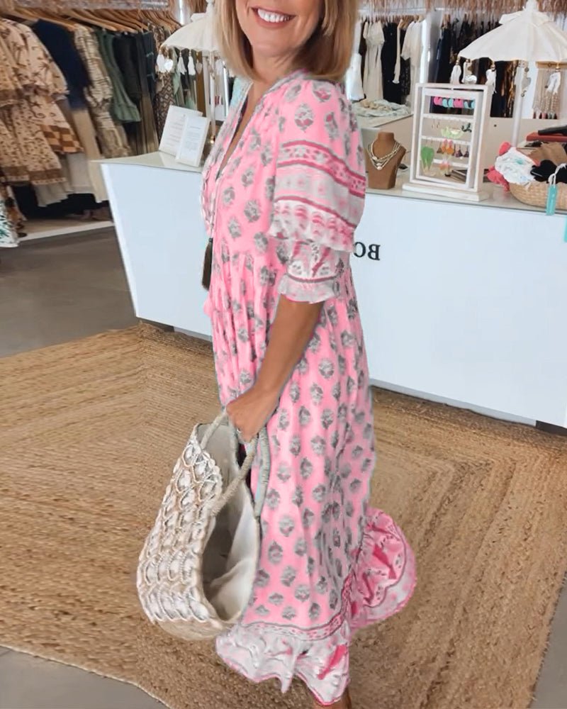 Audrey™ | Boho Midi Tassel Dress