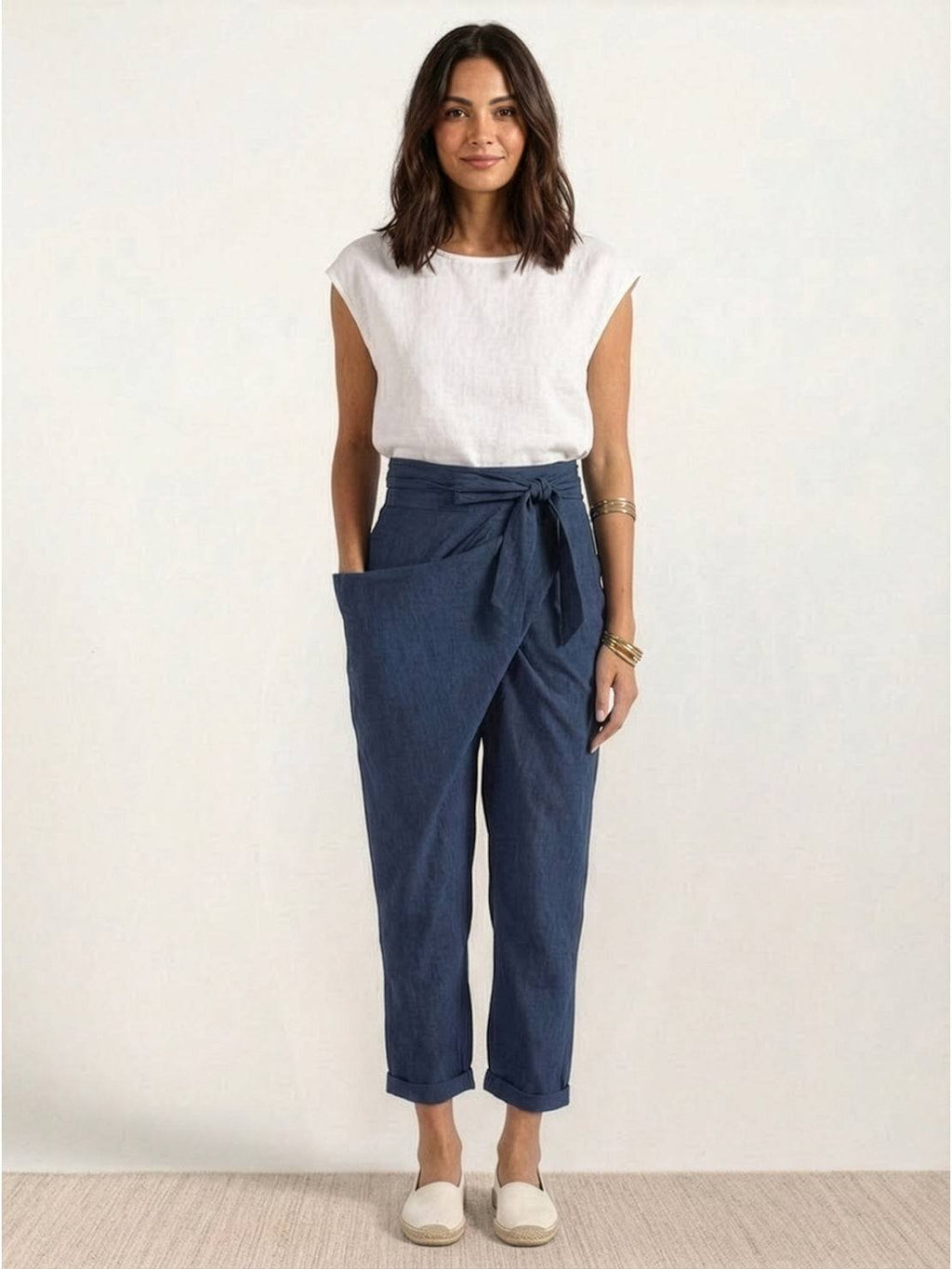 Atlas | Women's High Waist Wrap Front Cropped Tapered Pants