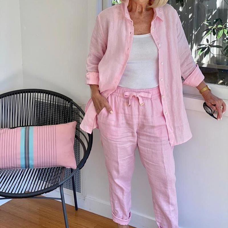 Terra | Women's Two Piece Set Shirt Jacket Drawstring Pants