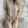 Funa | Women's Two-Piece Button-Up Shirt and Pants Set