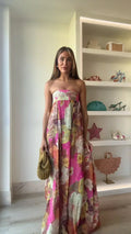 Anna | Women's Strapless Floral Maxi Wedding Guest Dress